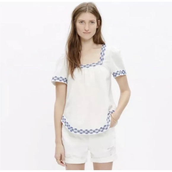 Madewell Tops - Madewell Arrow Stitch Peasant Top Size XS